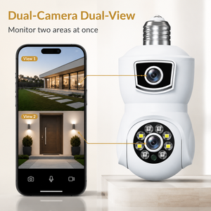 Kamera Keamanan WiFi Bohlam V380 E9 Lensa Ganda 4MP PTZ 360 Derajat Kamera Bohlam Pengawas Rumah Lensa Ganda - Product Image 3