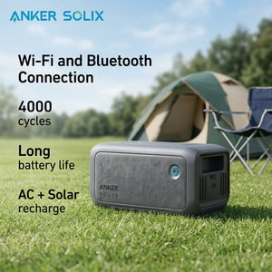 Estación de Energía Anker Solix 2048Wh LiFePO4 BP2000 2400W Onda Sinusoidal Pura CE EMC Enchufe Europeo para Viajes, RV y Exteriores - Product Image 1