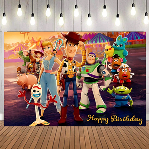 Personnage de dessin animé Toy Story toile de fond bannière personnalisée imprimée enfants garçon <span class=keywords><strong>joyeux</strong></span> <span class=keywords><strong>anniversaire</strong></span> fête décorations toile de fond bannière - Product Image 2