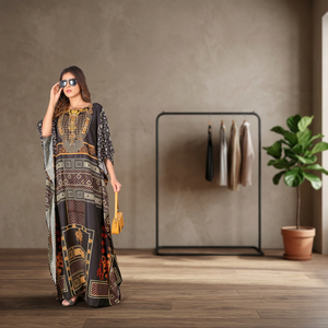 Afreen Exclusive Dernières Fancy KAftan pour les femmes Lavable Polyester Crêpe Digital Print Floor-Length Beachwear Inspiré Africain - Product Image 3