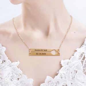 Women's Gold Chain Stainless Steel Chunky Curb Bracelet Custom Engrave Logo Cuban Link <b>Silver</b> Bar Womens Necklace Fine Jewelry - Product Image 3