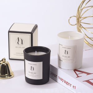 Vente en gros Logo personnalisé blanc noir mat luxe personnalisé cire de soja bougie parfumée bougie en verre tasse/pot avec boîte cadeau - Product Image 6