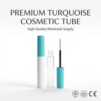 Flacon de mascara turquoise certifié ISO HALAL pour achat en gros, emballage vide pour maquillage des yeux avec applicateur brosse blanche, prix usine