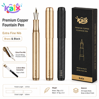 Pluma Estilográfica KAIX Extra Fina OEM de Cobre, Cuerpo de Latón con Acabado Negro, para Práctica de Escritura