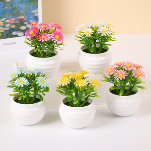 Plante artificielle en pot, mini tournesol, 6 pièces, décoration de bureau colorée, utilisation à la maison ou au bureau - Product Image 1