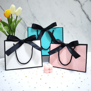 Bolsa de papel rosa con cinta personalizada, bolsa de regalo con cinta <span class=keywords><strong>verde</strong></span> azulado - Product Image 2