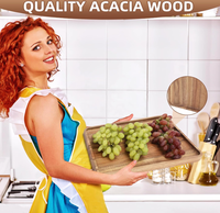 Grands plateaux en bois d'acacia massif, plateaux de service rectangulaires, planches en bois naturel pour bar, petit-déjeuner, chocolat