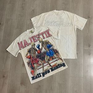 Camiseta de Manga Corta para Hombre, Estilo Urbano, Estampado Retro Graffiti, Lavado Ácido, 100% Algodón, Talla Grande, Marca Majstik - Product Image 3