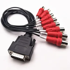 Kabel Audio Video Db15 sampai 8 kabel Bnc tas plastik PVC emas hitam Polybag Oem Monitor tembaga stok RCA De Audio koaksial laki-laki Bnc
