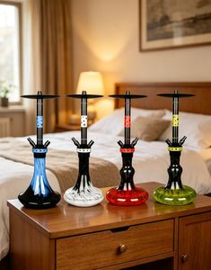 Moderno Set de Cachimba de Cristal con Base Multicolor y Domo Negro para Tabaco, Ideal para Salones, Bares y Fiestas - Product Image 2