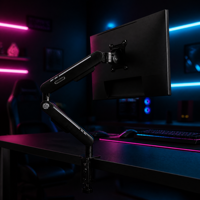 Bras de moniteur double articulé noir mat avec plaque VESA et pince de fixation au bureau, support de moniteur à tension réglable pour écran LCD LED