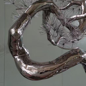 大型モダン屋外ステンレスパインツリー歓迎フィギュア磨かれた金属工芸品 - Product Image 4