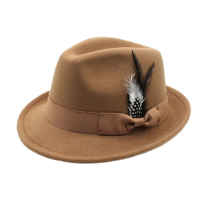 Unisex European and American Style Character Fedora Hat with Feather <b>Ribbon</b> Casual Hat for Summer Fishing - Product Image 1