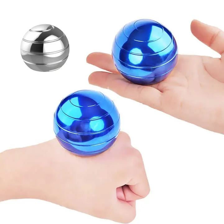 Mainan dekompresi ujung jari Transfer bola Desktop logam ilusi optik Gyro putar Gyro Ball Transfer Gyro untuk anak-anak