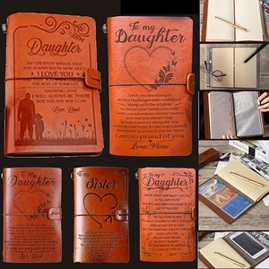 Carnet de notes Vintage fait à la main-personnalisable pour cadeau de ma fille ou de mon fils avec des messages sincères, simili cuir marron durable - Product Image 1