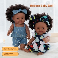 Muñecas Bebé Reborn de Vinilo de 30 cm, Cabeza Africana, Piel Negra, Juguete de Simulación de Vinilo con Cabello Rizado