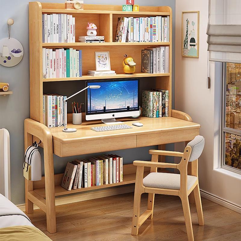 [Couleur bois naturel] Bureau et chaise en bois massif