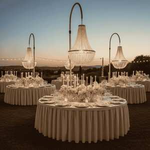 Lámpara de araña de lujo LANJO para bodas, diseño de gota de agua, moderna, dorada, de acrílico y cristal, para decoración de techos. - Product Image 1