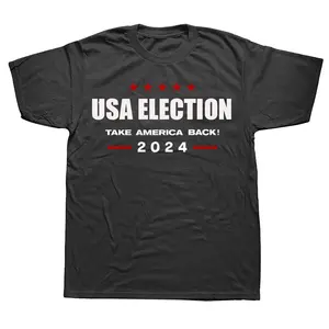 Camiseta eleitoral personalizada de algodão puro manga curta 2024 Take America Back Make America Great Again para eventos