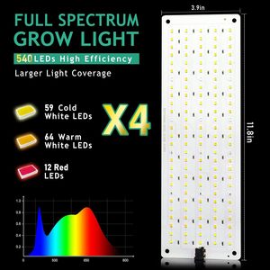 Luz de cultivo de 40W con adaptador, panel de 4 LED, luces de cultivo de escritorio de 540 LED, lámpara de cultivo debajo del gabinete con temporizador para el crecimiento de plantas de interior - Product Image 2