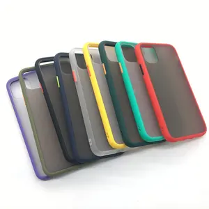 Casing ponsel transparan Matte penjualan laris 2021 dengan tombol warna kontras untuk casing ponsel iPhone 13 12 11 Pro Max