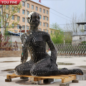 Youfine ngoài trời BIỆT THỰ VƯỜN trừu tượng hiện đại ngồi nữ lát tượng thép không gỉ biến mất tác phẩm điêu khắc - Product Image 3