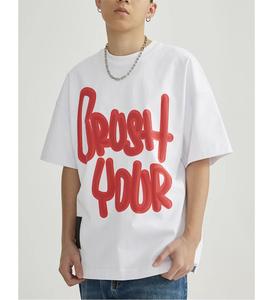 เสื้อยืดลำลองทรงบ็อกซี่คุณภาพสูง พิมพ์โลโก้แบบพัฟฟ์ ระบายอากาศได้ดี หนัก 12 ออนซ์ ผ้าฝ้าย 100% แบบยูนิเซ็กซ์ ผ้าถักเนื้อแน่น 3 มิติ - Product Image 3