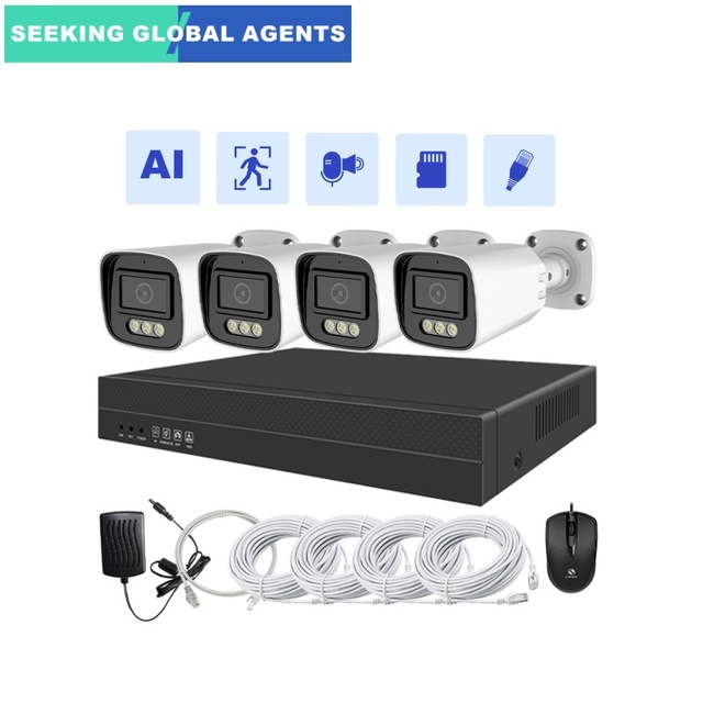 Factory 4K 4Channel 8MP 4CH Security Camera Kit Outdoor Home AI PoE NVR Kit Cctv Ip Cameras Security Camera System