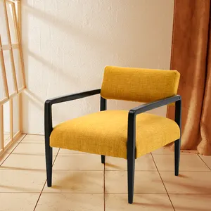 Fashion Cheap Modern Living Room Lounge Chair Velvet Arm Accent Chair Yellow Fabric Arm Chair For Hotel