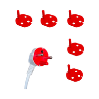 Prise mâle rouge en plastique 2P+E compatible avec toutes les prises électriques standard