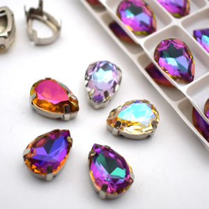 ファッションガラスカーニバル用ラインストーンカラー非ホットフィックスストラスティアドロップクリスタルストーンフラットバックガラスラインストーン - Product Image 5