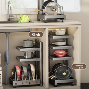 Estante de Metal con Diseño Moderno y Ajustable <span class=keywords><strong>para</strong></span> Ollas, Organizador de Almacenamiento de Cocina, Exhibición de Sartenes y Accesorios <span class=keywords><strong>PARA</strong></span> EL Hogar - Product Image 2