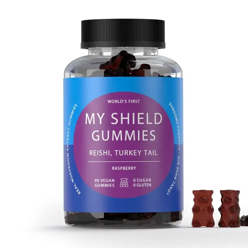 Qinshantang My Shield Private Label Cogumelo Gummy Reishi Turquia Tail Extract Gomas Urso