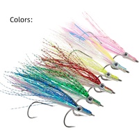 Leurre de pêche à la mouche artificiel 85 mm à double hameçon, effet lumineux, yeux 3D réalistes, tinsel flash, pour eau salée - Prix de gros