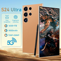Smartphone S24 Ultra Android 14 avec grand écran 5G, caméra arrière 108MP, double SIM, résolution HD à 2K, batterie longue durée