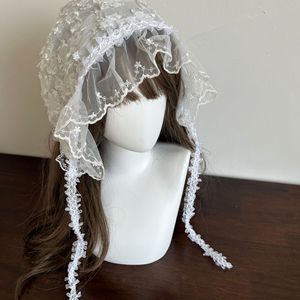 Fascia da <span class=keywords><strong>donna</strong></span> Lolita <span class=keywords><strong>Bandana</strong></span> con fiori dolci <span class=keywords><strong>per</strong></span> viaggi primavera estate fotografando ispirato al foulard in pizzo bianco - Product Image 1