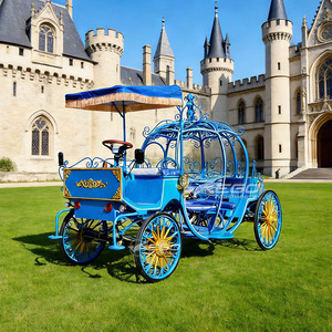 Chariot de mariage Cendrillon en métal bleu, design citrouille, transport spécial par le fabricant – Meilleures ventes - Product Image 1