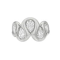 Gemnel Nouveauté Bague en or 18 carats avec diamant en forme de goutte d'eau inversée pour femmes