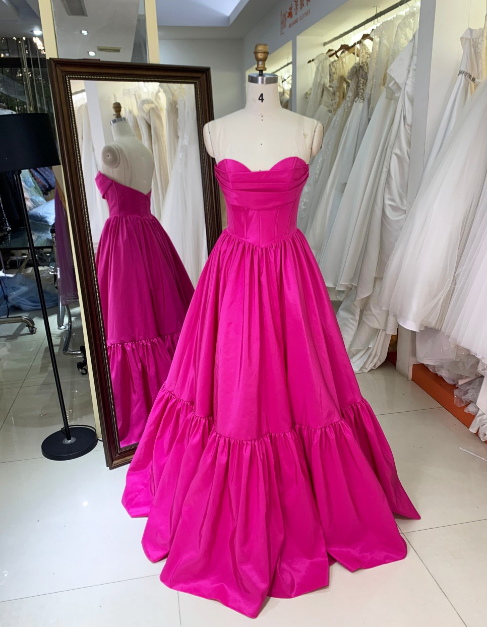 Buy Hot Pink Long Prom Dresses Mermaid Silhouette, Satin Fabric |  Alibaba.com
