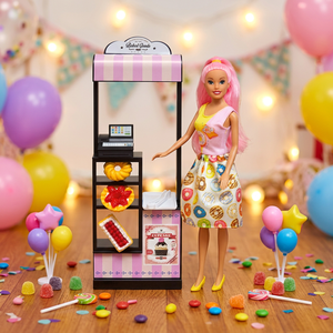 Fashion Doll With <b>Baked</b> Goods Stand Pink Hair Dress PVC Toy For Girls Age 5-7 Years - Product Image 1