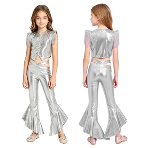 Costume de scène pour filles avec gilet à sequins et pantalon à franges, coupe cloche, pour spectacle de danse, personnalisable - Product Image 5