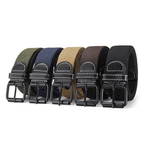 Cinto de Lona Barato Sem Elasticidade com Ilhós de Metal, Cinto Tático Resistente para Uso Externo e Casual, Cinto de Jeans com Fivela de Pino Rotativo - Product Image 2