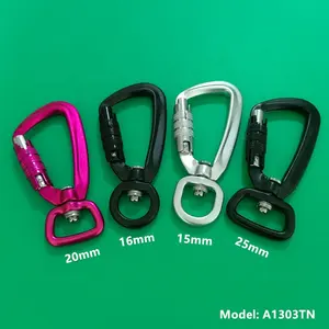 Heavy Duty Multi Purpose Swivel Auto Locking Rotating Carabiner Clip hook Dog lead carabiner Black