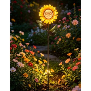 Lámpara Solar de Jardín con Forma de Girasol, Decoración LED para Exteriores, Resistente al Agua, Iluminación Independiente para Césped, Patio y Jardín - Product Image 3