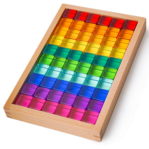 Acrylic Building <b>Blocks</b> Rainbow Translucent Cubes Wooden Construction Toys For Children Age 2 To 6 Years Unisex Educational - Product Image 5