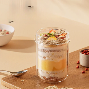 Vasos para Desayuno de 420 ml, Recipientes de Vidrio Herméticos para Cereales, Avena, Frutos Secos, Yogur y Ensaladas, con Tapa y Cuchara, Caja de Almacenamiento de Alimentos - Product Image 2