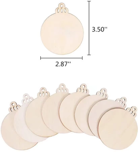 Círculos de madera preperforados sin terminar, rebanadas de madera de sándalo Natural <span class=keywords><strong>para</strong></span> manualidades DIY, grabado, adornos navideños, regalos de arte <span class=keywords><strong>para</strong></span> el hogar - Product Image 1