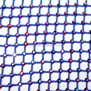 N001 Tissu de mariage sexy en strass bleu Tissu en maille imitation paillettes scintillantes Tissu en maille de cristal