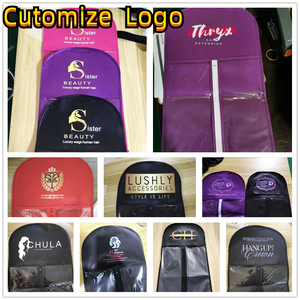 AliLeader 定制徽标透明 PVC 透明无纺布假发收纳包装袋带徽标吊架拉链 - Product Image 3