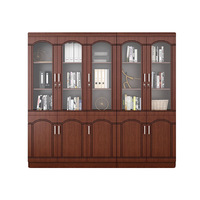 Meuble de Rangement de Bureau Tout-en-un : Organiseur avec Deux Bibliothèques à Cinq Portes, Autoportant, Verrouillable, en MDF, Design Minimaliste et Moderne